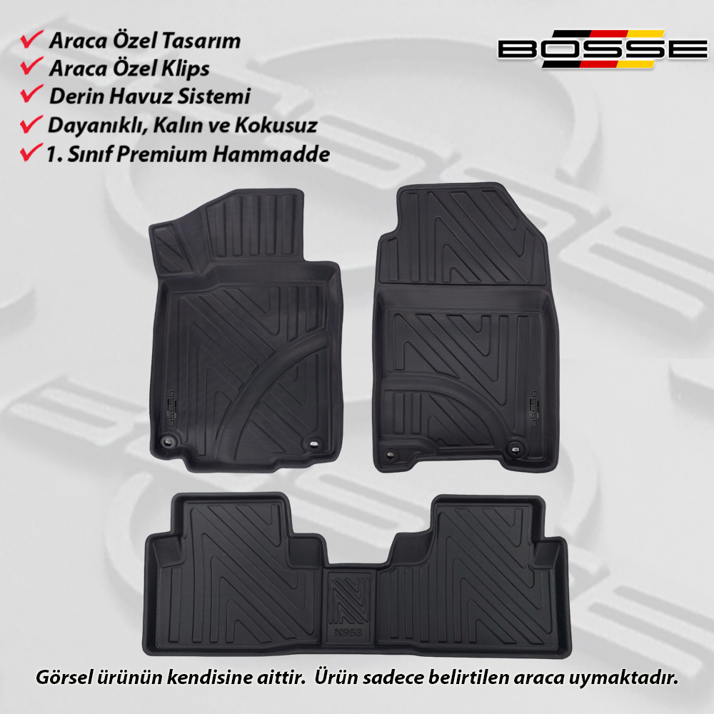 Honda CR-V Paspas CRV Araca Özel 2012 2018 Arası BOSSE 3D Havuzlu Oto Paspas