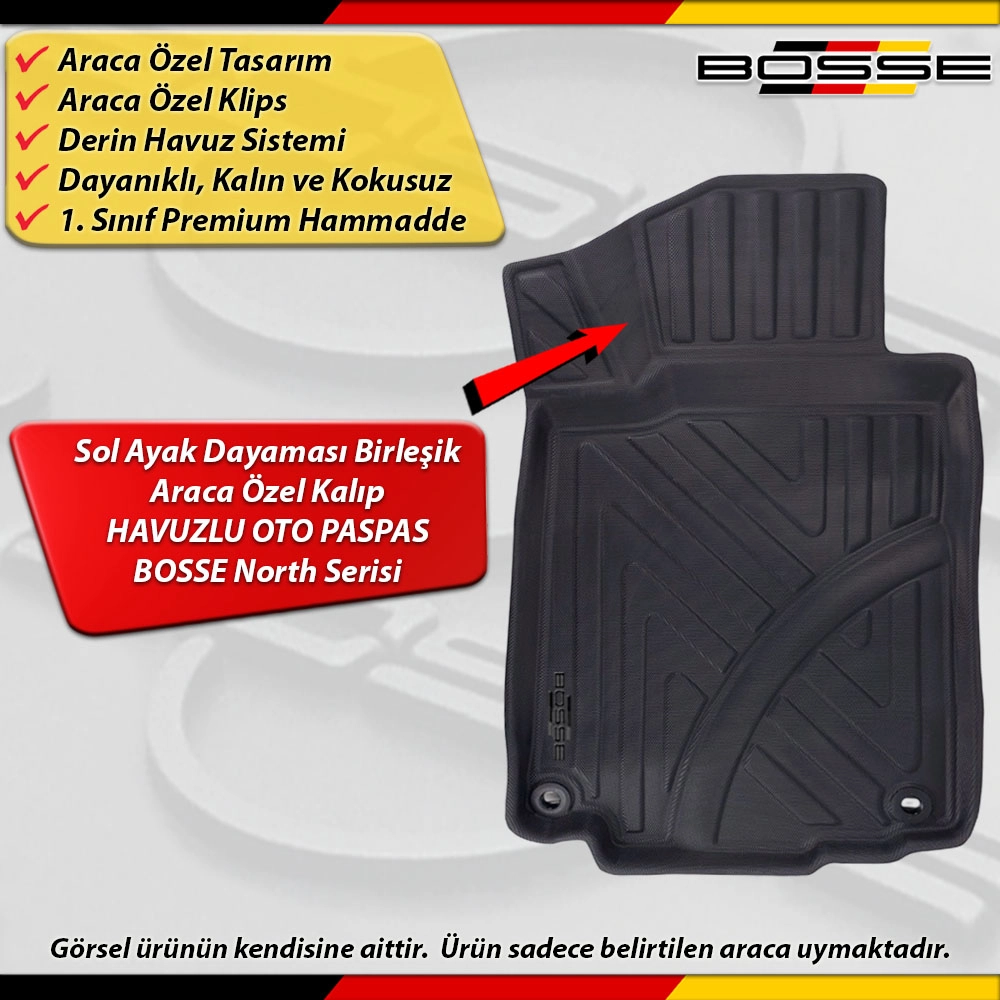 Honda CR-V Paspas Araca Özel CRV 2011-2017 Derin Havuzlu Paspas BOSSE North Serisi