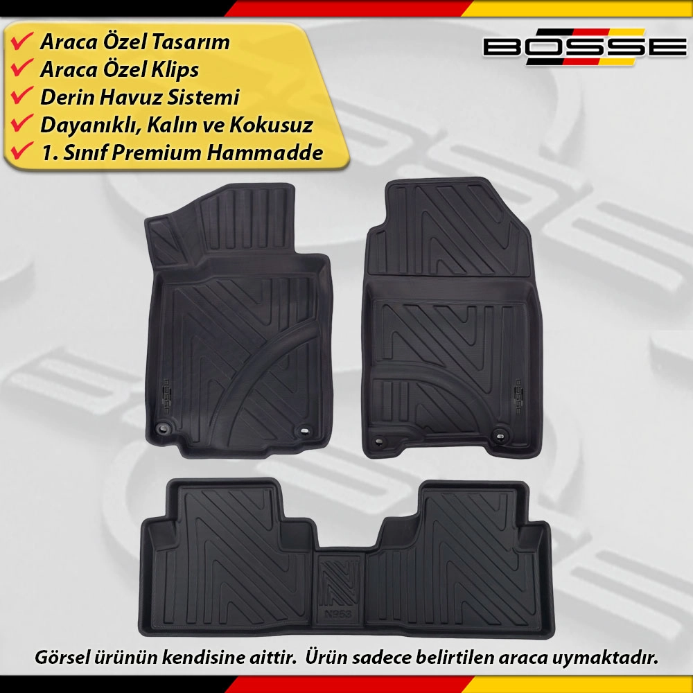 Honda CR-V Paspas Araca Özel CRV 2011-2017 Derin Havuzlu Paspas BOSSE North Serisi