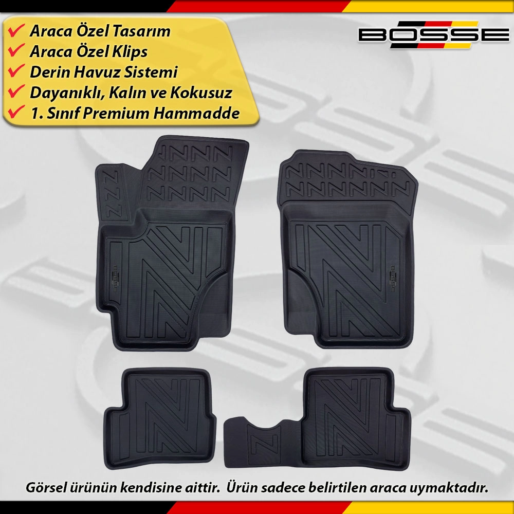 Hyundai Accent Era Paspas Araca Özel 2006-2012 Derin Havuzlu Paspas BOSSE North Serisi