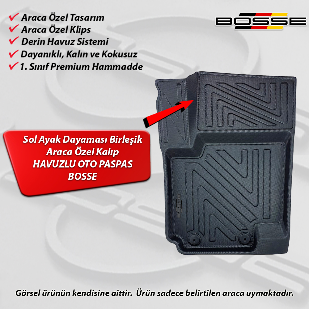 Hyundai i20 Paspas Araca Özel 2008 - 2014 BOSSE 3D Havuzlu Oto Paspas Paspas