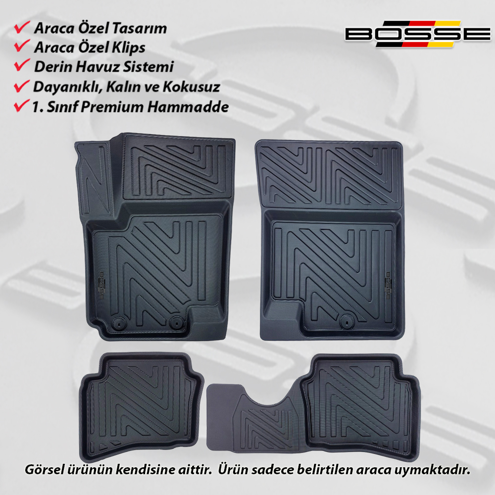Hyundai i20 Paspas Araca Özel 2008 - 2014 BOSSE 3D Havuzlu Oto Paspas Paspas