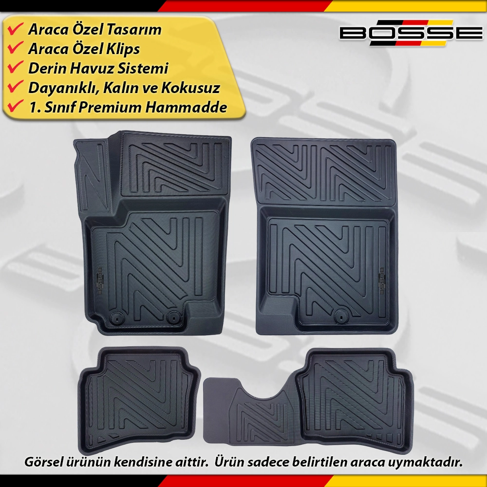 Hyundai ix20 Paspas Araca Özel 2010 - 2015 Arası İçin Derin Havuzlu Paspas BOSSE North Serisi