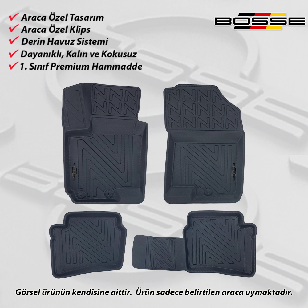 Hyundai i20 Paspas Araca Özel 2014 2019 BOSSE 3D Havuzlu Oto Paspas Paspas