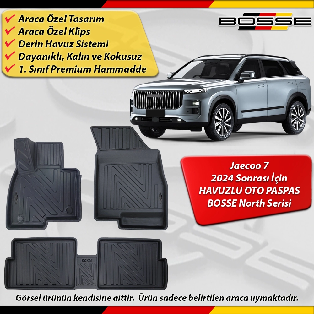 Jaecoo 7 Paspas Araca Özel 2024 Sonrası İçin Derin Havuzlu Paspas BOSSE North Serisi