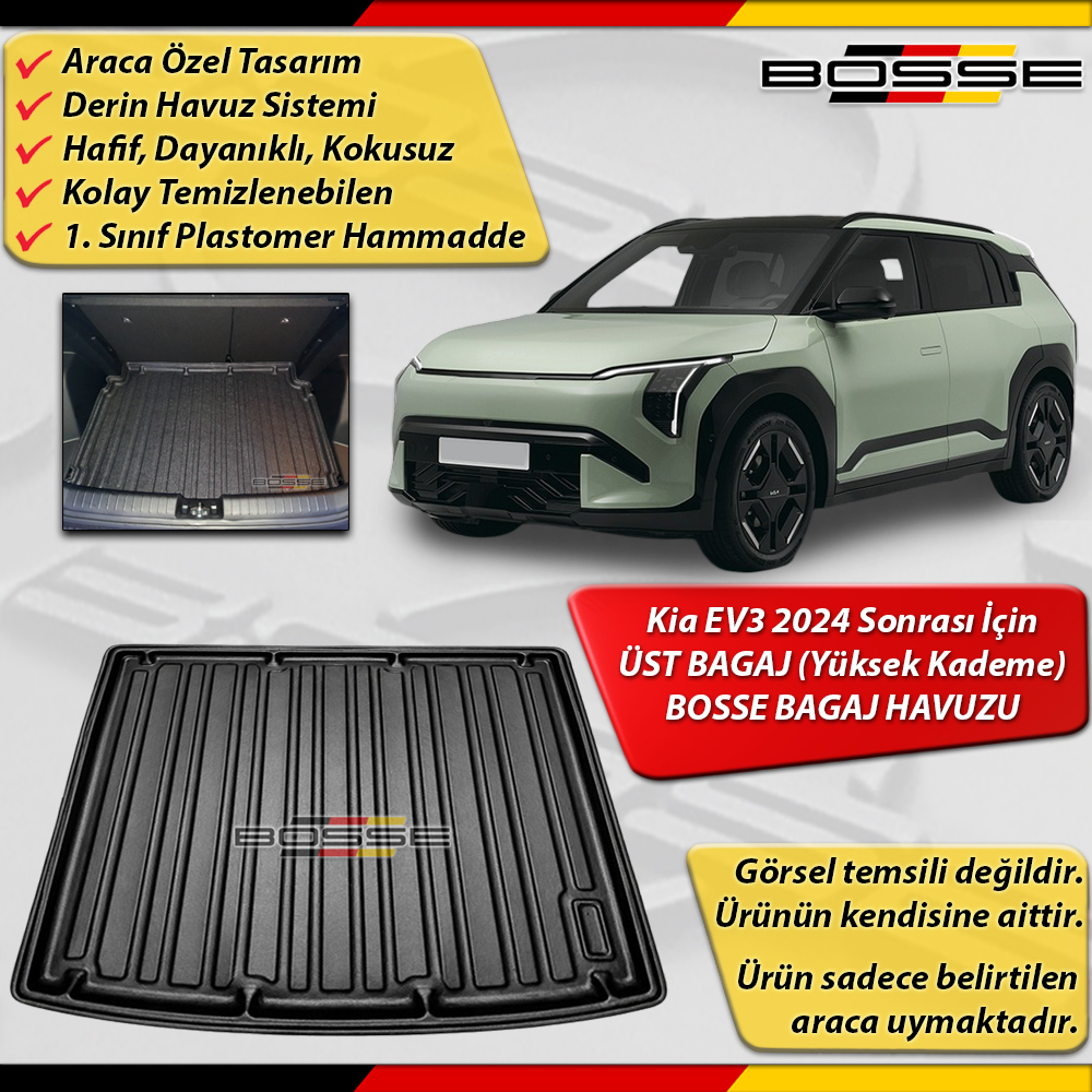 Kia EV3 Bagaj Havuzu EV-3 ÜST BAGAJ (Yüksek Kademe) 2024 Sonrası BOSSE 3D Bagaj Havuzu