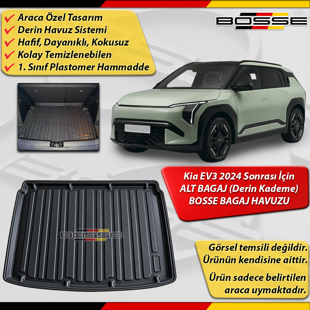 Kia EV3 Bagaj Havuzu EV-3 ALT BAGAJ (Derin Kademe) 2024 Sonrası BOSSE 3D Bagaj Havuzu