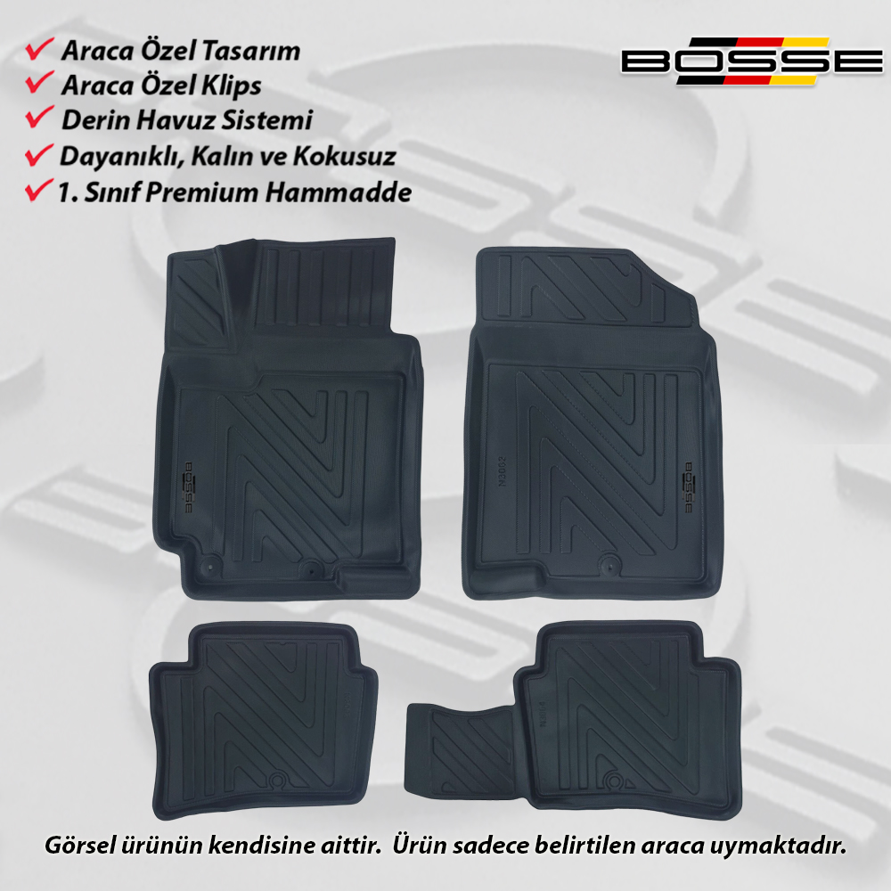 Kia Rio Paspas Araca Özel SEDAN / HB 2011 - 2016 Arası BOSSE 3D Havuzlu Oto Paspas