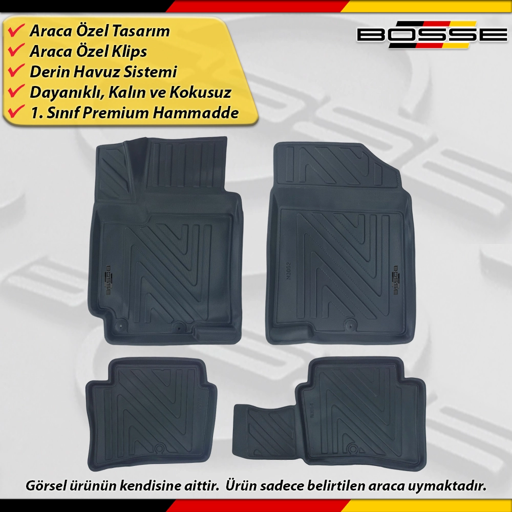 Kia Rio Paspas Araca Özel SEDAN / HB 2011 - 2016 Arası İçin Derin Havuzlu Paspas Serisi