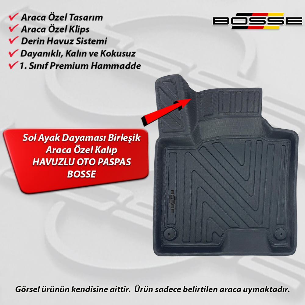 Kia Sportage Paspas Araca Özel 2022 Sonrası BOSSE 3D Havuzlu Oto Paspas