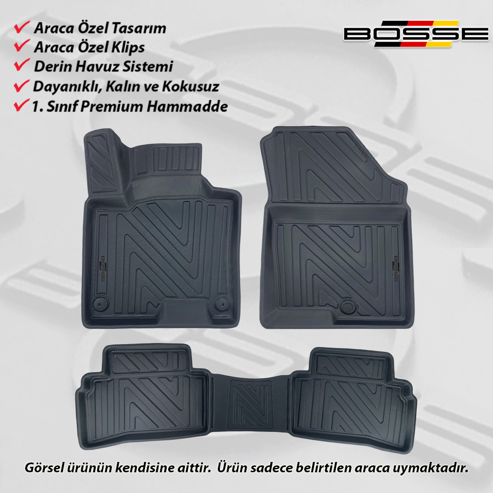 Kia Sportage Paspas Araca Özel 2022 Sonrası BOSSE 3D Havuzlu Oto Paspas