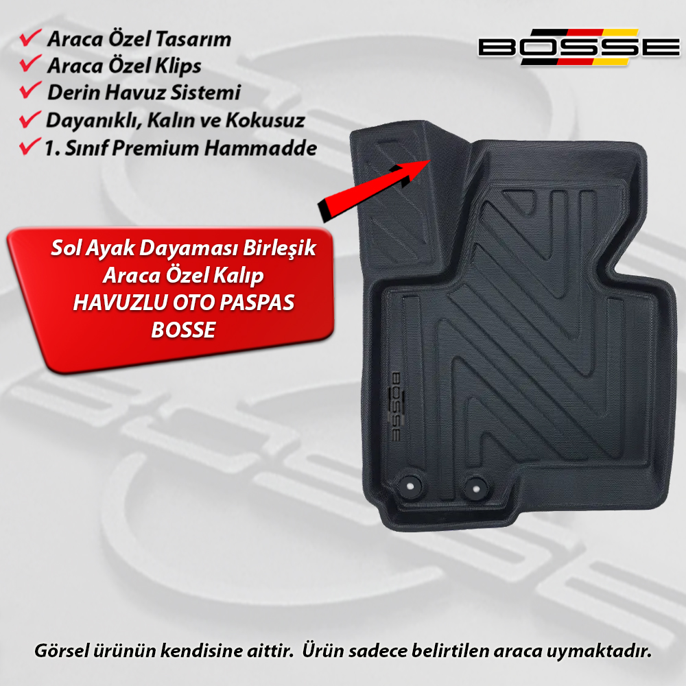 Kia Sportage Paspas Araca Özel 2010 2015 BOSSE 3D Havuzlu Oto Paspas