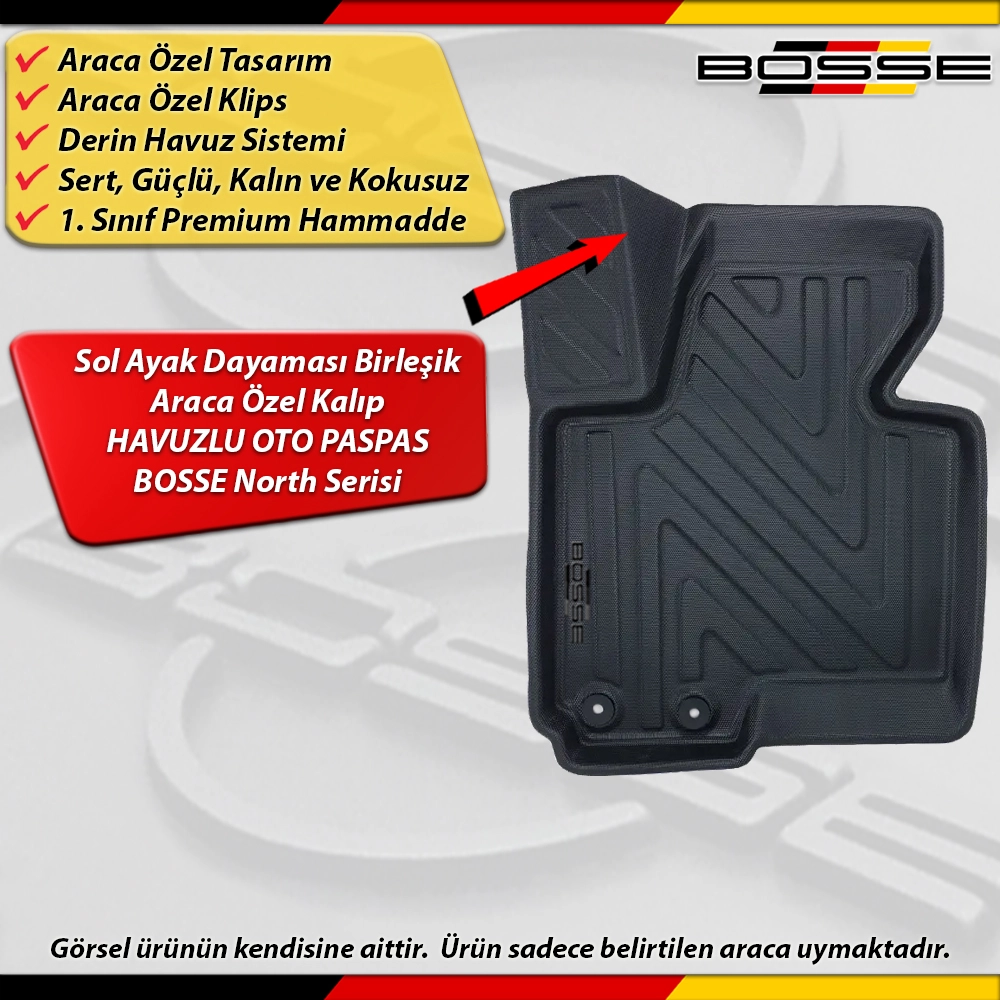 Kia Sportage Paspas Araca Özel 2010 - 2015 Derin Havuzlu Paspas BOSSE North Serisi