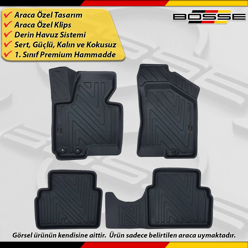 Kia Sportage Paspas Araca Özel 2010 - 2015 Derin Havuzlu Paspas BOSSE North Serisi
