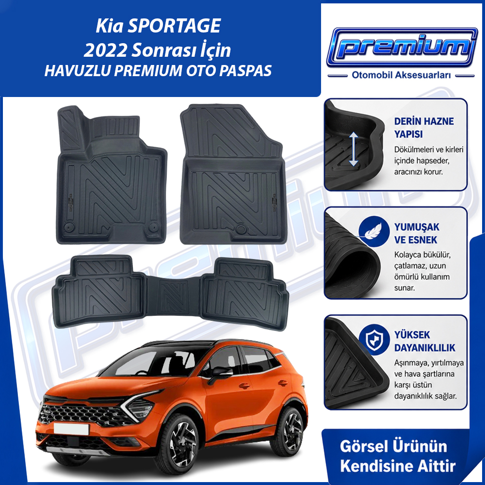 Kia Sportage Paspas Araca Özel 2022 Ve Sonrası Derin Havuzlu Premium Oto Paspas