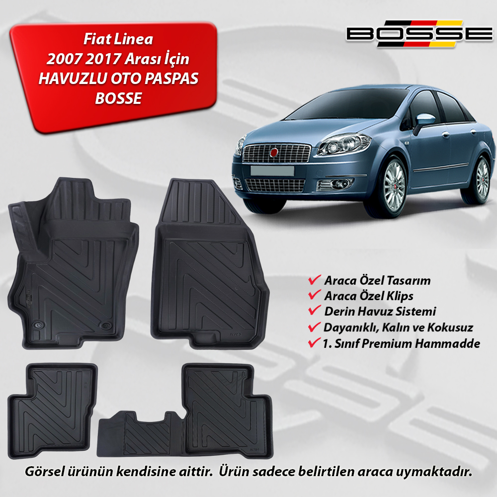 Fiat Linea Paspas Araca Özel 2007 Ve Sonrası BOSSE 3D Havuzlu Oto Paspas