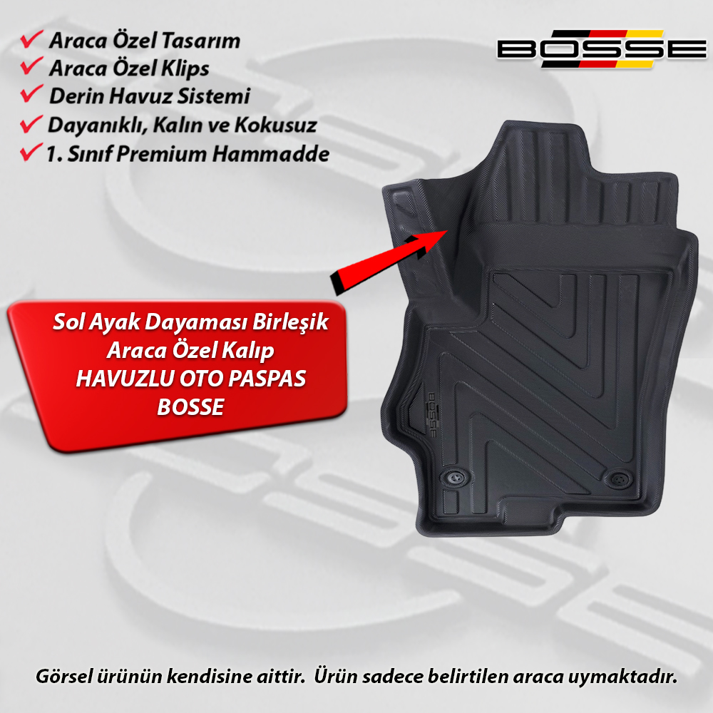 Fiat Linea Paspas Araca Özel 2007 Ve Sonrası BOSSE 3D Havuzlu Oto Paspas
