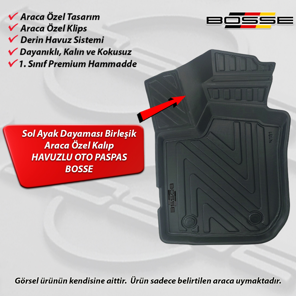 Dacia Logan Paspas Araca Özel 2013 2020 BOSSE 3D Havuzlu Oto Paspas Paspas
