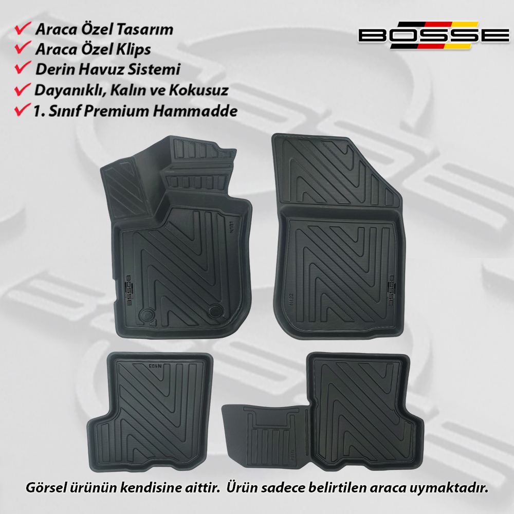Dacia Logan Paspas Araca Özel 2013 2020 BOSSE 3D Havuzlu Oto Paspas Paspas