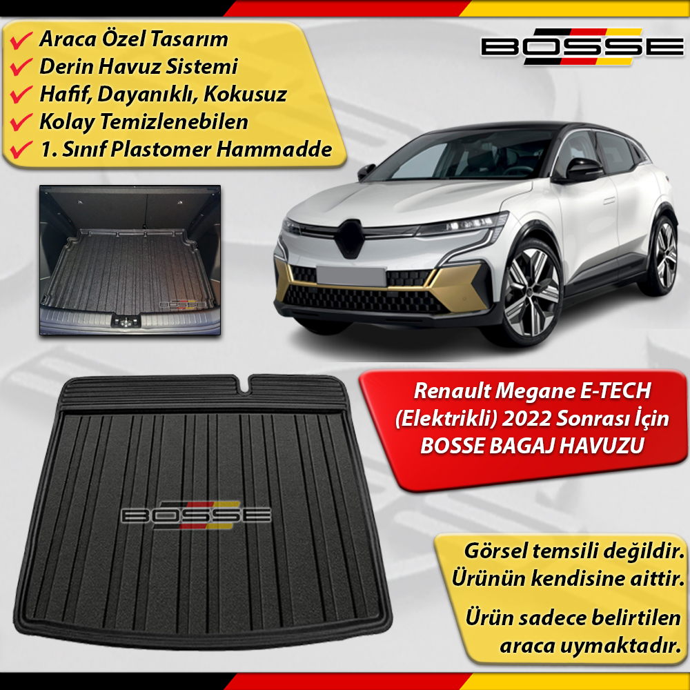Renault MEGANE Bagaj Havuzu E-TECH 2022 Sonrası BOSSE 3D Bagaj Havuzu