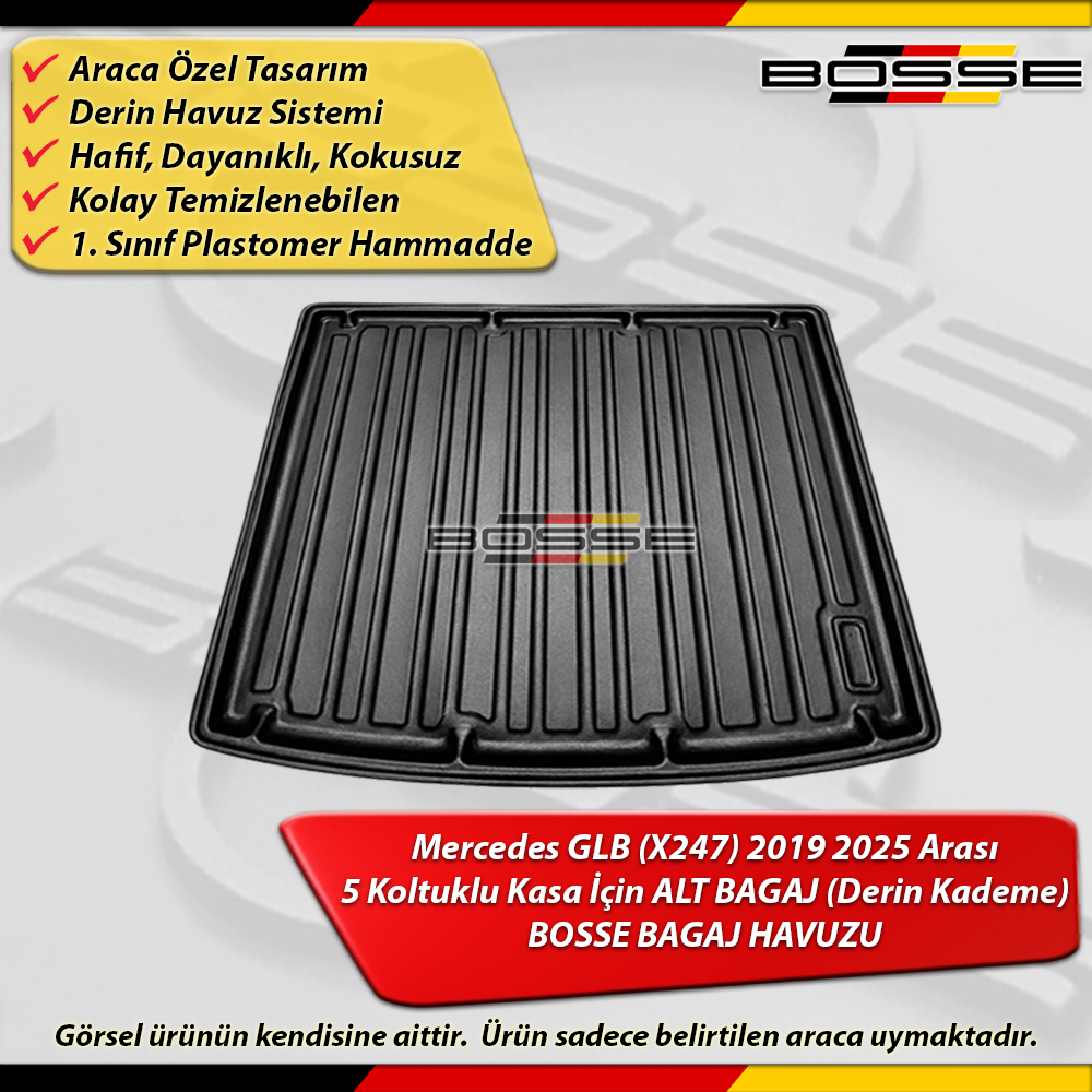 Mercedes GLB Bagaj Havuzu (X247) 5 KOLTUKLU (ALT BAGAJ) 2019 2025 Arası BOSSE 3D Bagaja Havuzu