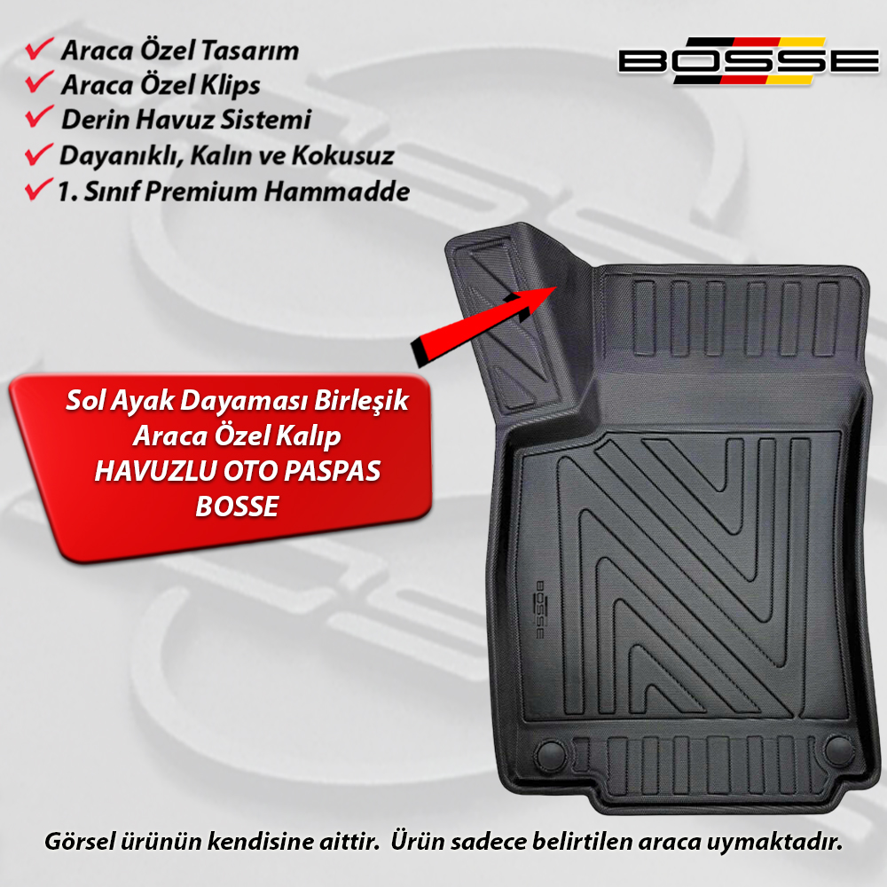 Mercedes A Serisi Paspas HB / SEDAN W177 Araca Özel 2018 Sonrası BOSSE 3D Havuzlu Oto Paspas