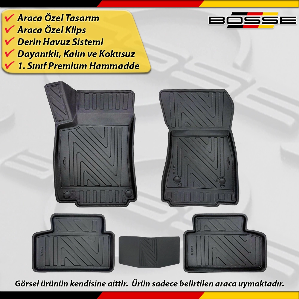 Mercedes B Serisi Paspas Araca Özel W247 Kasa 2018 Ve Sonrası Derin Havuzlu Paspas BOSSE North