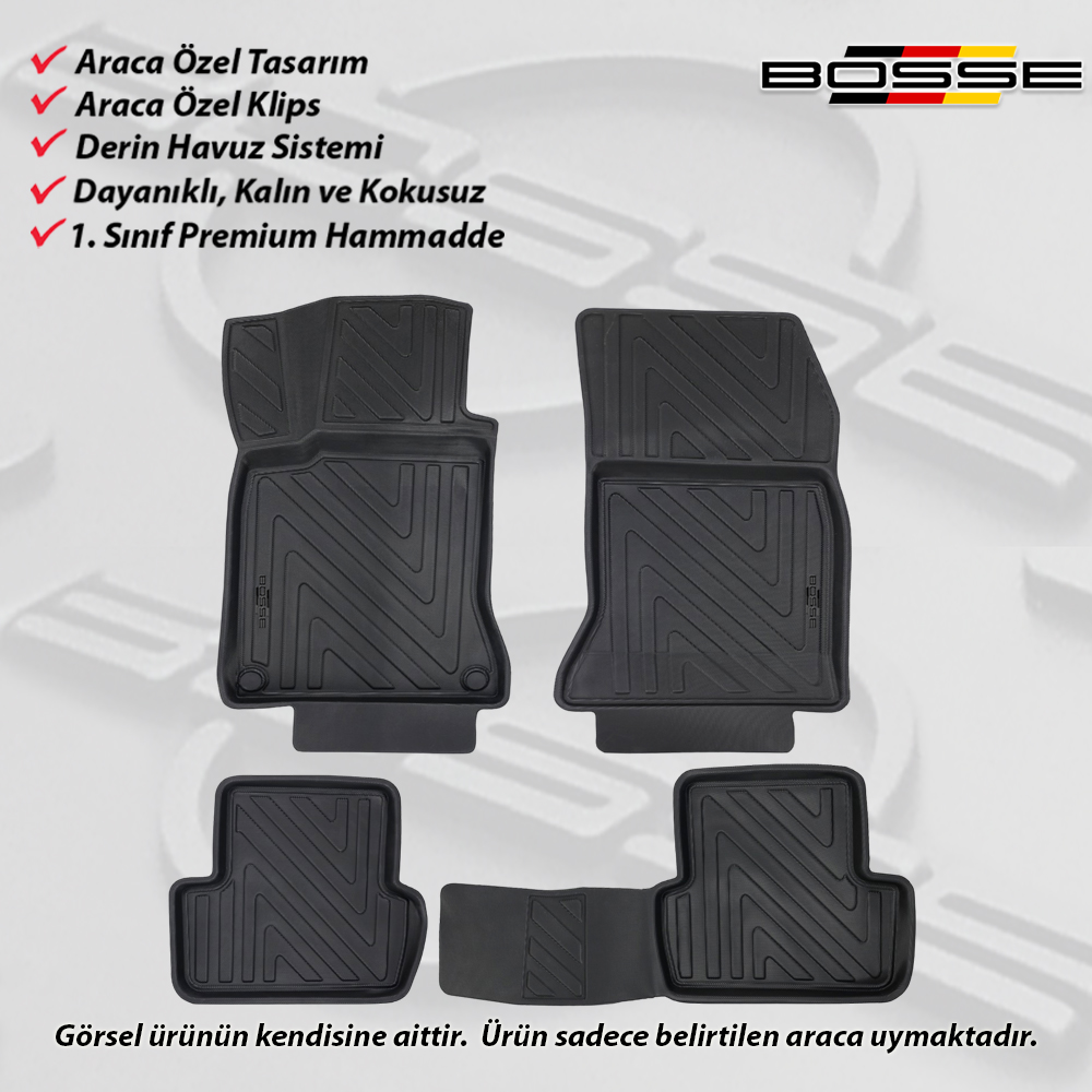 Mercedes CLA Paspas W117 Paspas Araca Özel 2013 2018 BOSSE 3D Havuzlu Oto Paspas