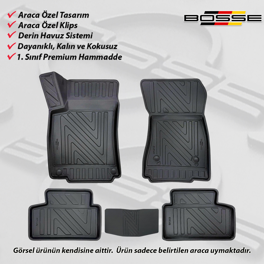 Mercedes CLA Serisi Paspas Araca Özel C118 - X118 Kasa 2020 Sonrası BOSSE 3D Havuzlu Oto Paspas