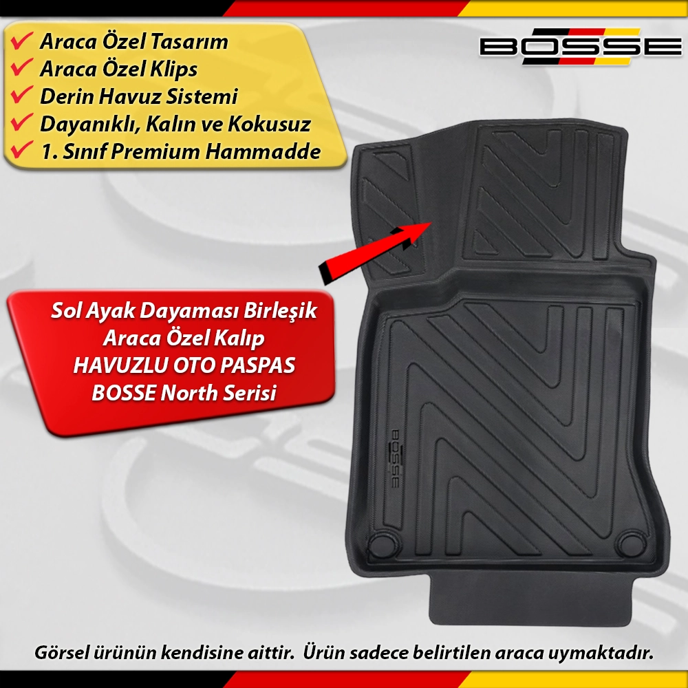 Mercedes GLA Paspas Araca Özel X156 Kasa 2013 - 2019 Derin Havuzlu Paspas BOSSE North Serisi