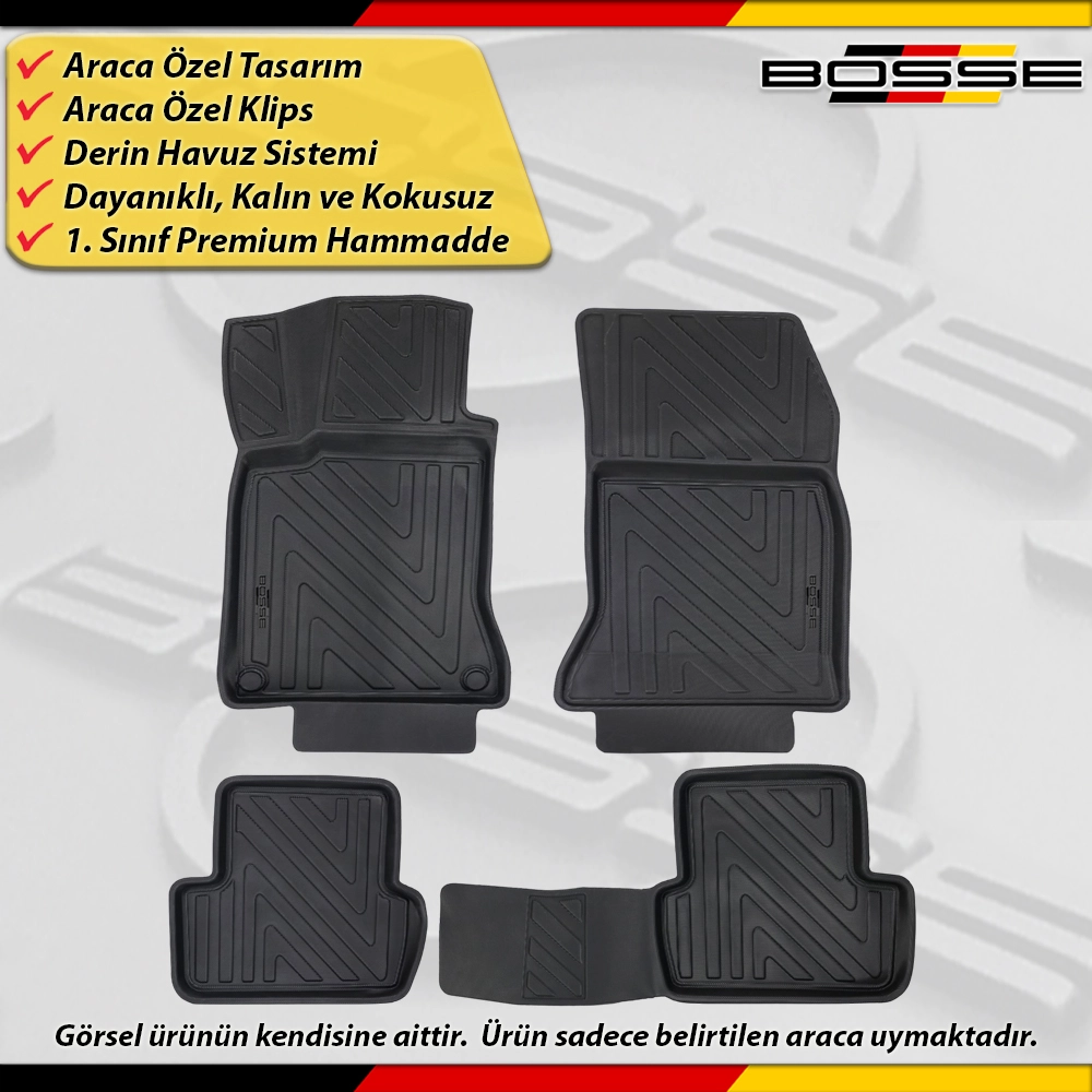 Mercedes GLA Paspas Araca Özel X156 Kasa 2013 - 2019 Derin Havuzlu Paspas BOSSE North Serisi