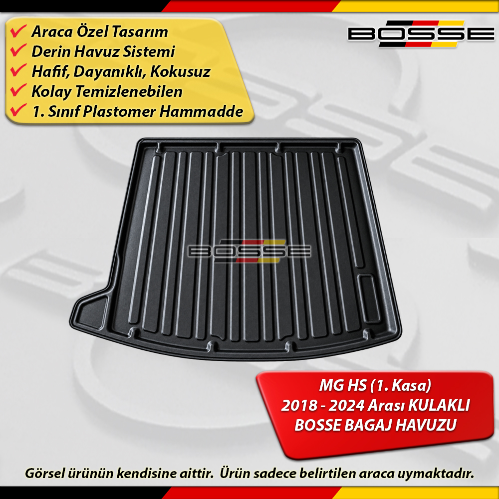 MG HS Bagaj Havuzu (1.Kasa) Araca Özel KULAKLI Tip 2018 - 2024 Arası BOSSE 3D Bagaj Havuzu