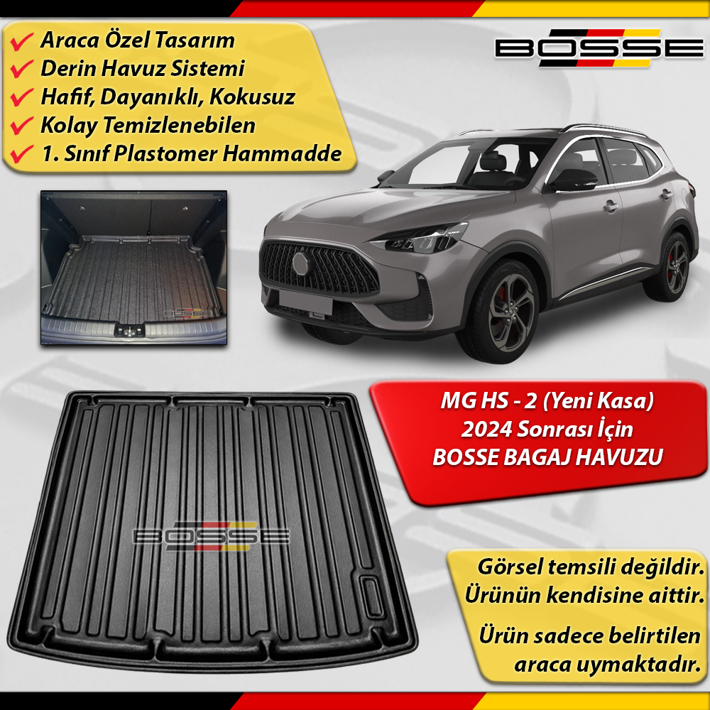 MG HS Bagaj Havuzu Yeni (2.) Kasa Araca Özel 2024 Sonrası BOSSE 3D Bagaj havuzu