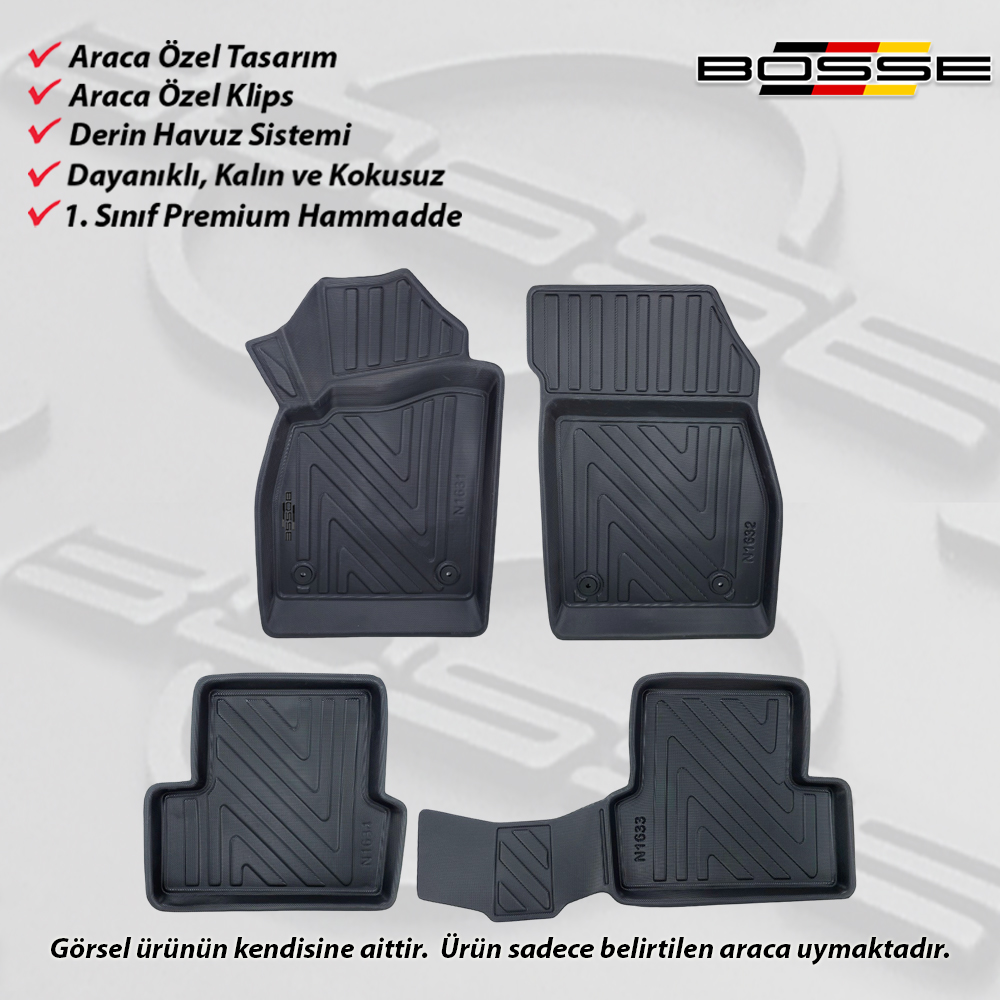 Opel Astra J Paspas Araca Özel 2009 2021 BOSSE 3D Havuzlu Oto Paspas