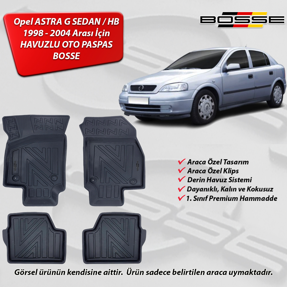 Opel Astra G Paspas Araca Özel 1998 2004 BOSSE 3D Havuzlu Oto Paspas Paspas