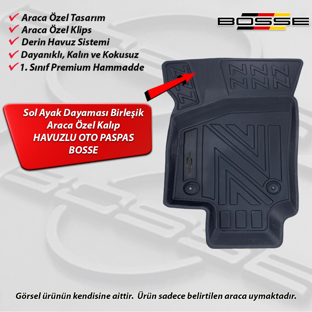Opel Astra H Paspas Araca Özel SEDAN - HB 2004 2015 BOSSE 3D Havuzlu Oto Paspas