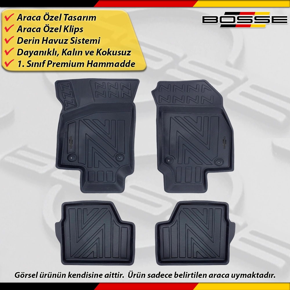 Opel Astra H Paspas Araca Özel 2004 - 2013 Derin Havuzlu Paspas BOSSE North Serisi