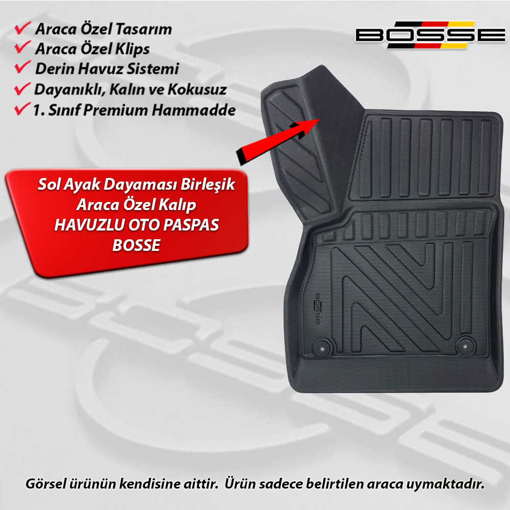 Opel Astra K Paspas Araca Özel 2015 - 2022 Arası BOSSE 3D Havuzlu Oto Paspas