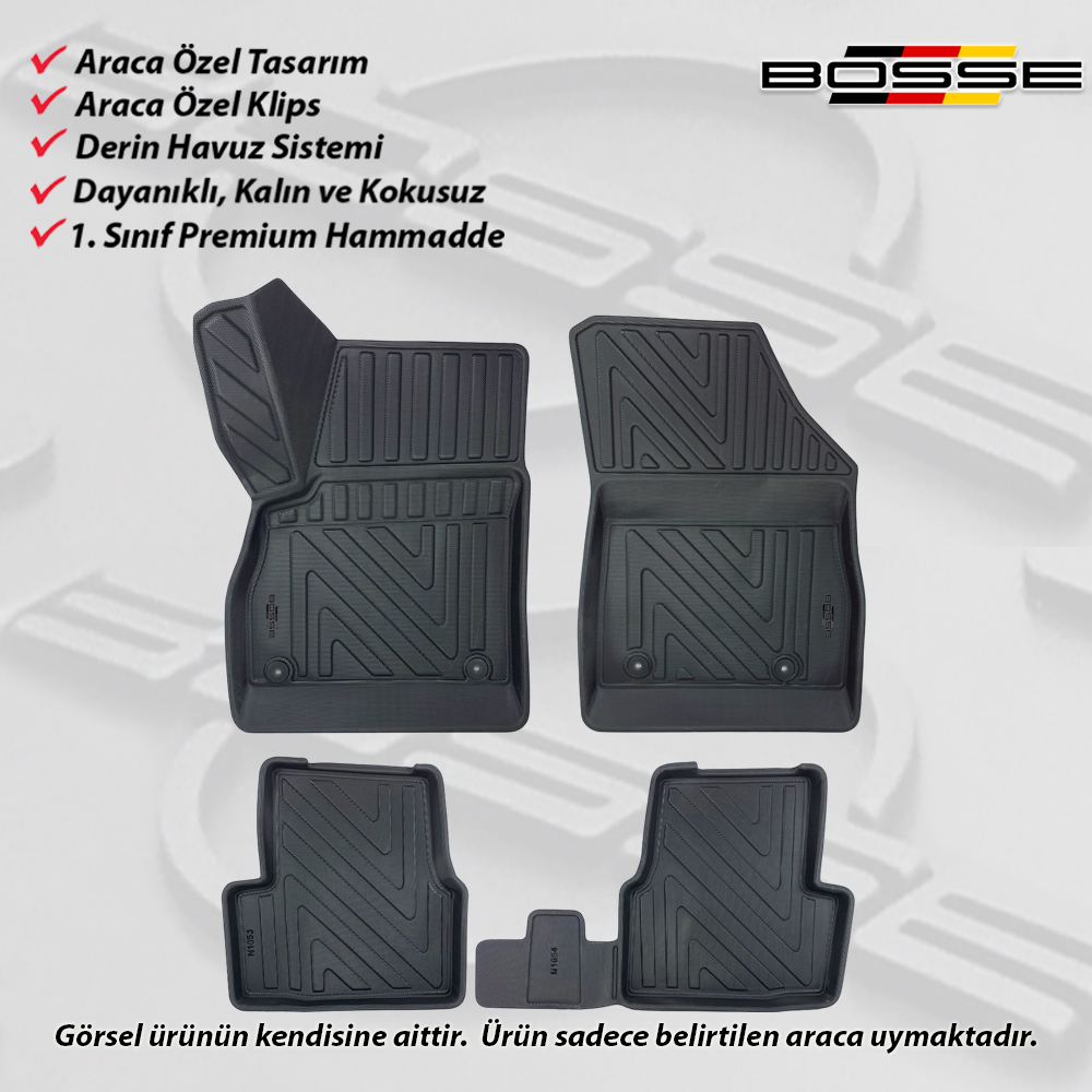 Opel Astra K Paspas Araca Özel 2015 - 2022 Arası BOSSE 3D Havuzlu Oto Paspas