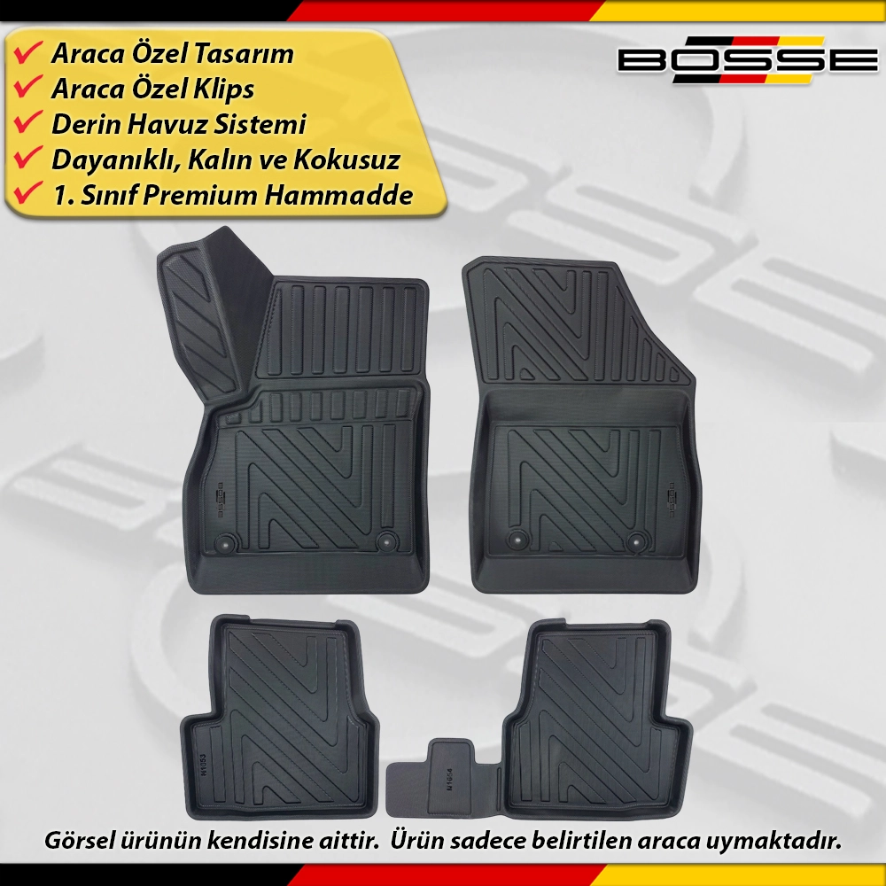 Opel Astra K Paspas Araca Özel 2015-2022 Derin Havuzlu Paspas BOSSE North Serisi