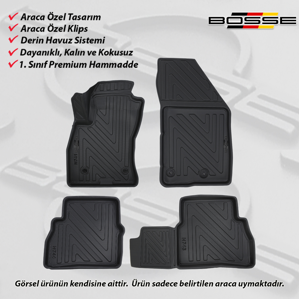 Opel Combo Paspas Araca Özel 2012 2018 BOSSE 3D Havuzlu Oto Paspas