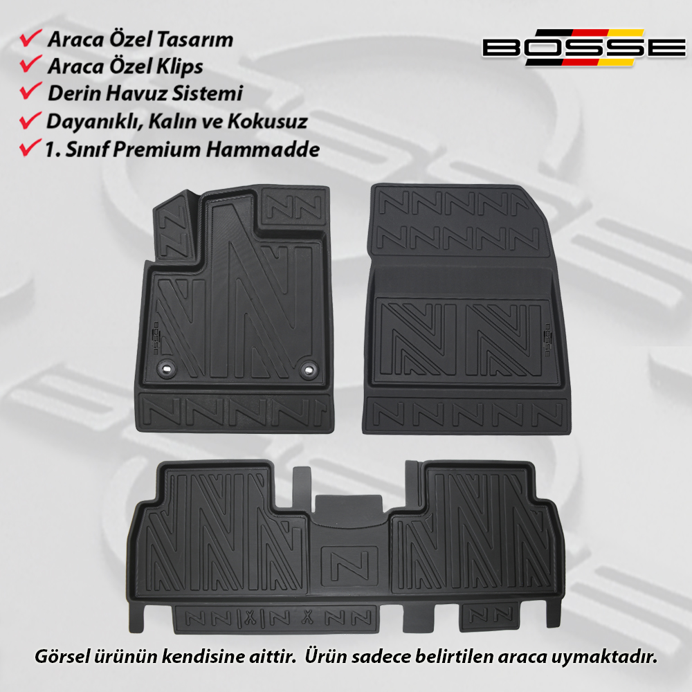 Opel Combo Paspas Araca Özel 2019 Sonrası BOSSE 3D Havuzlu Oto Paspas