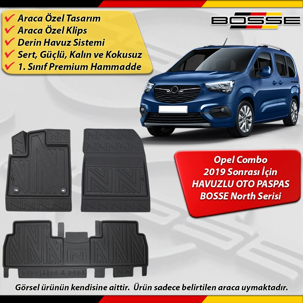 Opel Combo Paspas Araca Özel 2019 Sonrası Derin Havuzlu BOSSE North Serisi
