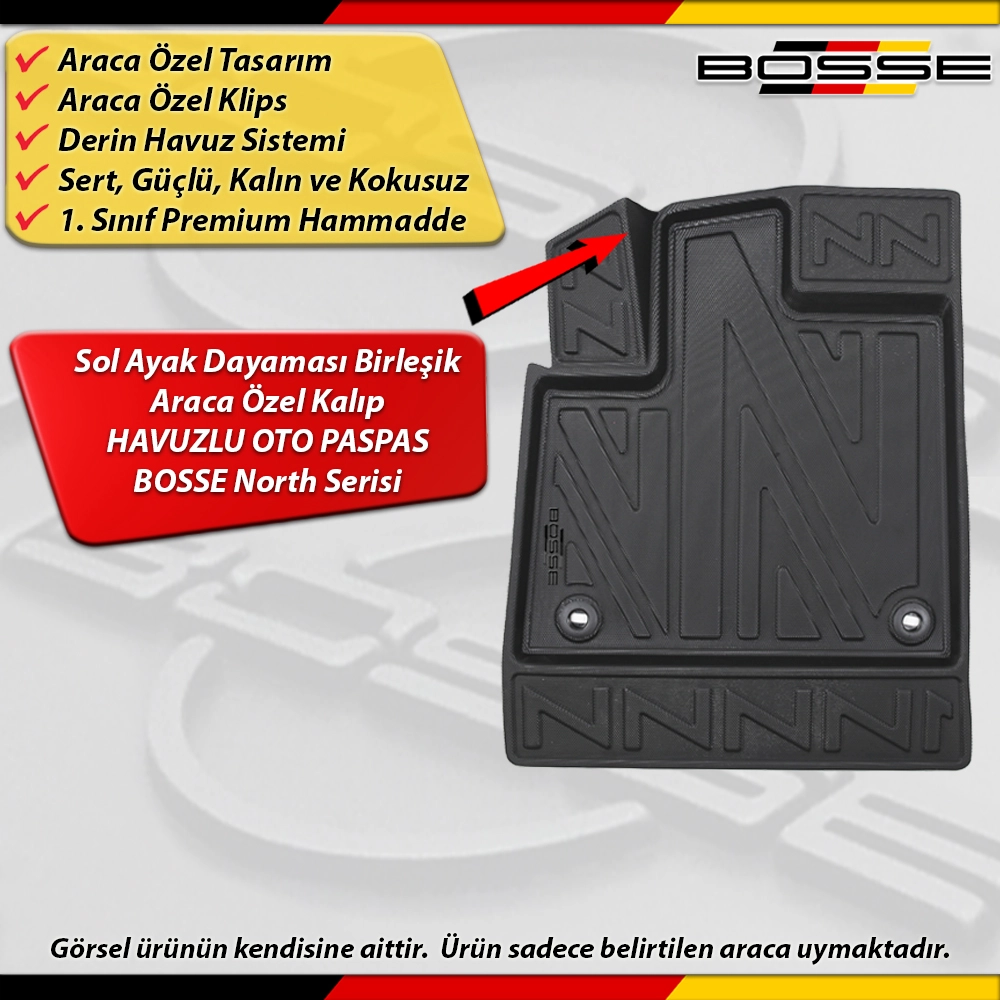 Opel Combo Paspas Araca Özel 2019 Sonrası Derin Havuzlu BOSSE North Serisi