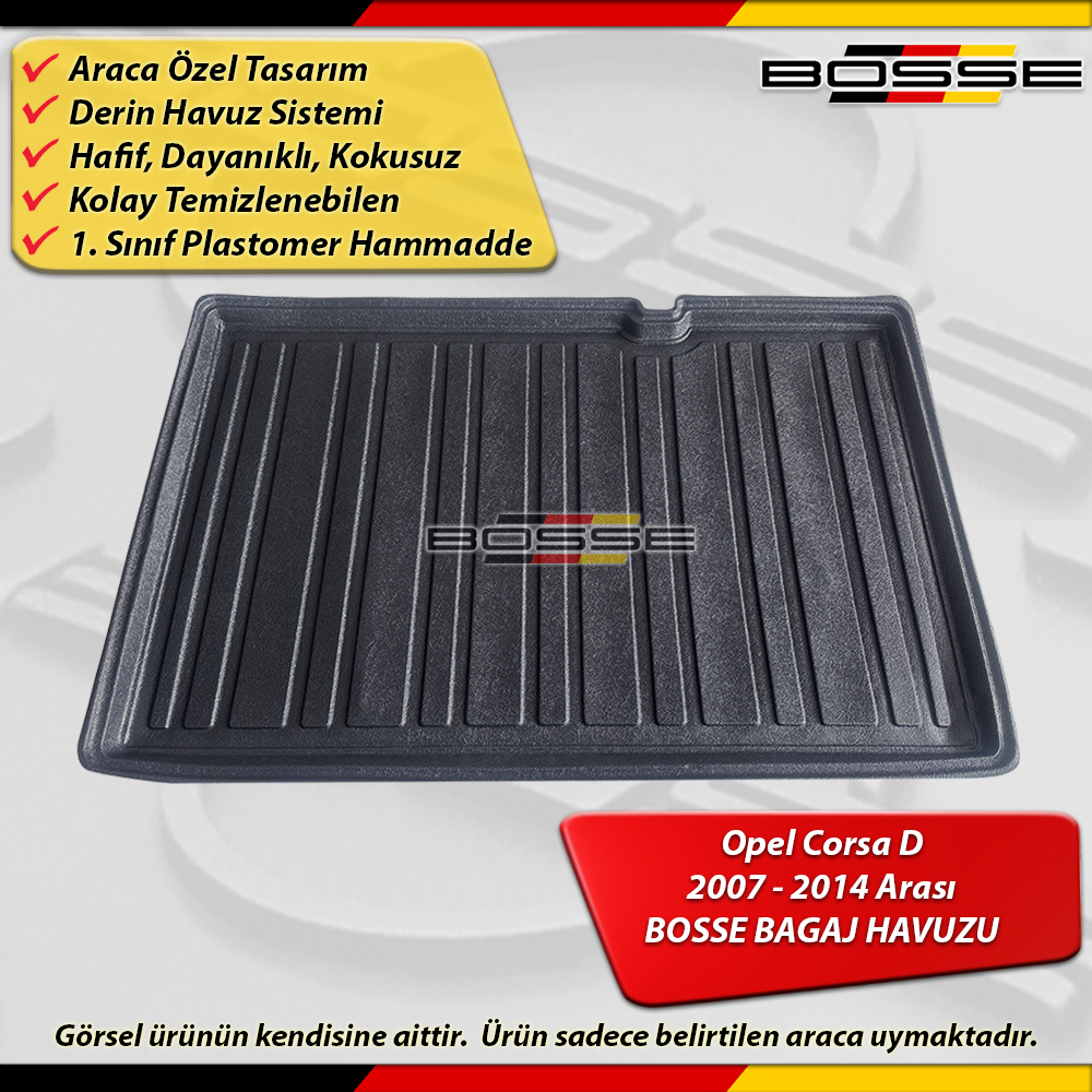 Opel Corsa D ve E Bagaj Havuzu 2007 2019 Arası BOSSE Bagaj Havuzu