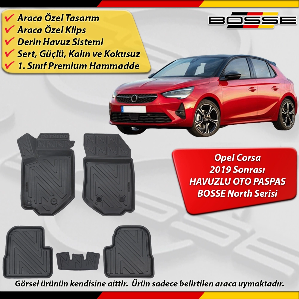 Opel Corsa F Paspas Araca Özel 2019 2025 Derin Havuzlu BOSSE North Serisi