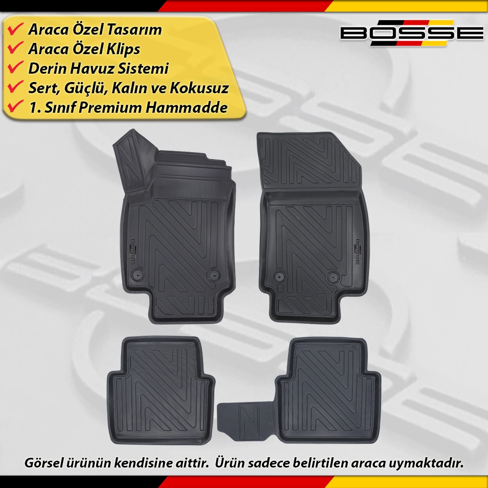 Opel Crossland x Paspas Araca Özel 2017-2020 Derin Havuzlu Paspas BOSSE North Serisi
