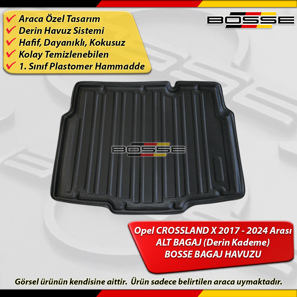 Opel Crossland X Bagaj Havuzu ALT BAGAJ (Derin Kademe) 2017 2024 Arası BOSSE 3D Bagaj Havuzu