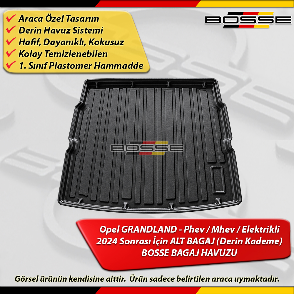 Opel Grandland Bagaj Havuzu ALT BAGAJ (Derin Kademe) 2024 Sonrası BOSSE 3D Bagaj Havuzu