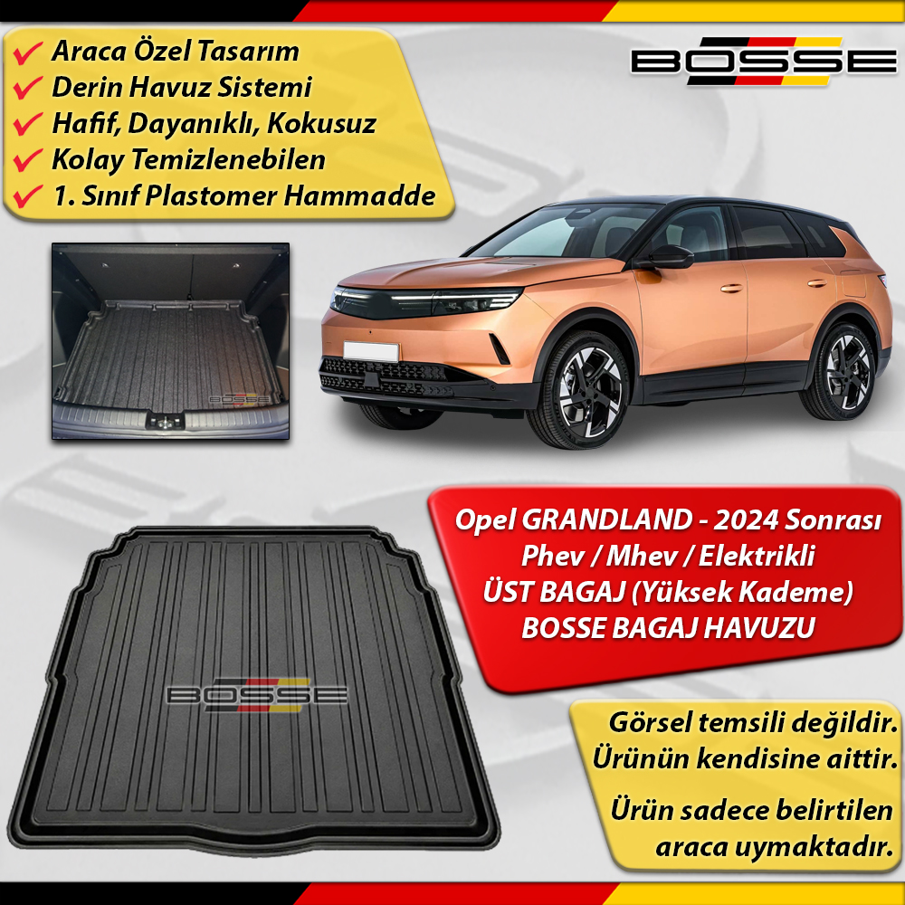 Opel Grandland Bagaj Havuzu ÜST BAGAJ (Yüksek Kademe) 2024 Sonrası BOSSE 3D Bagaj Havuzu